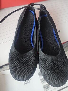 Women’s Black Knit Ballet Flats - Comfortable Everyday Shoe Sz 11